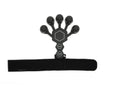 Grey and black silicone 5-finger rehabilitation hand trainer for adult grip strength exercises.
