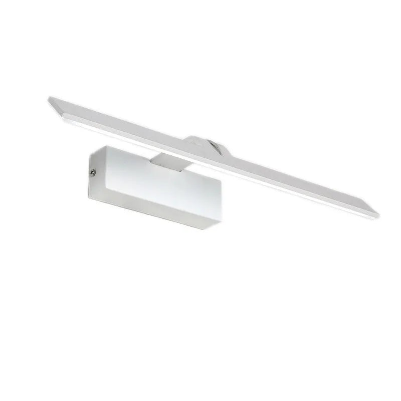 White LED bathroom mirror headlight bar mounted above a mirror, showing slim 175mm profile and even illumination.
