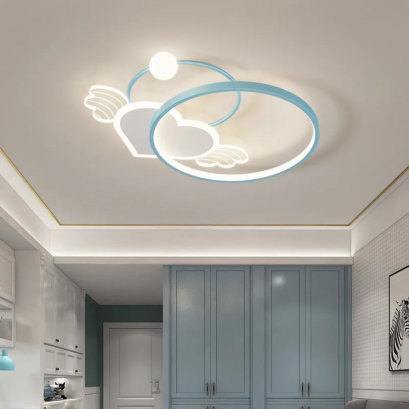 Children's moon and cloud themed ceiling lamp with colour changing lights and dimming function