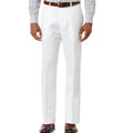 Men's beige white linen-cotton trousers with slant pockets on a solid colour background