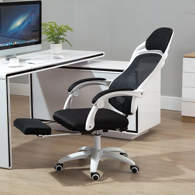 Ergonomic rotating gaming chair with linkage armrests and adjustable lift mechanism
