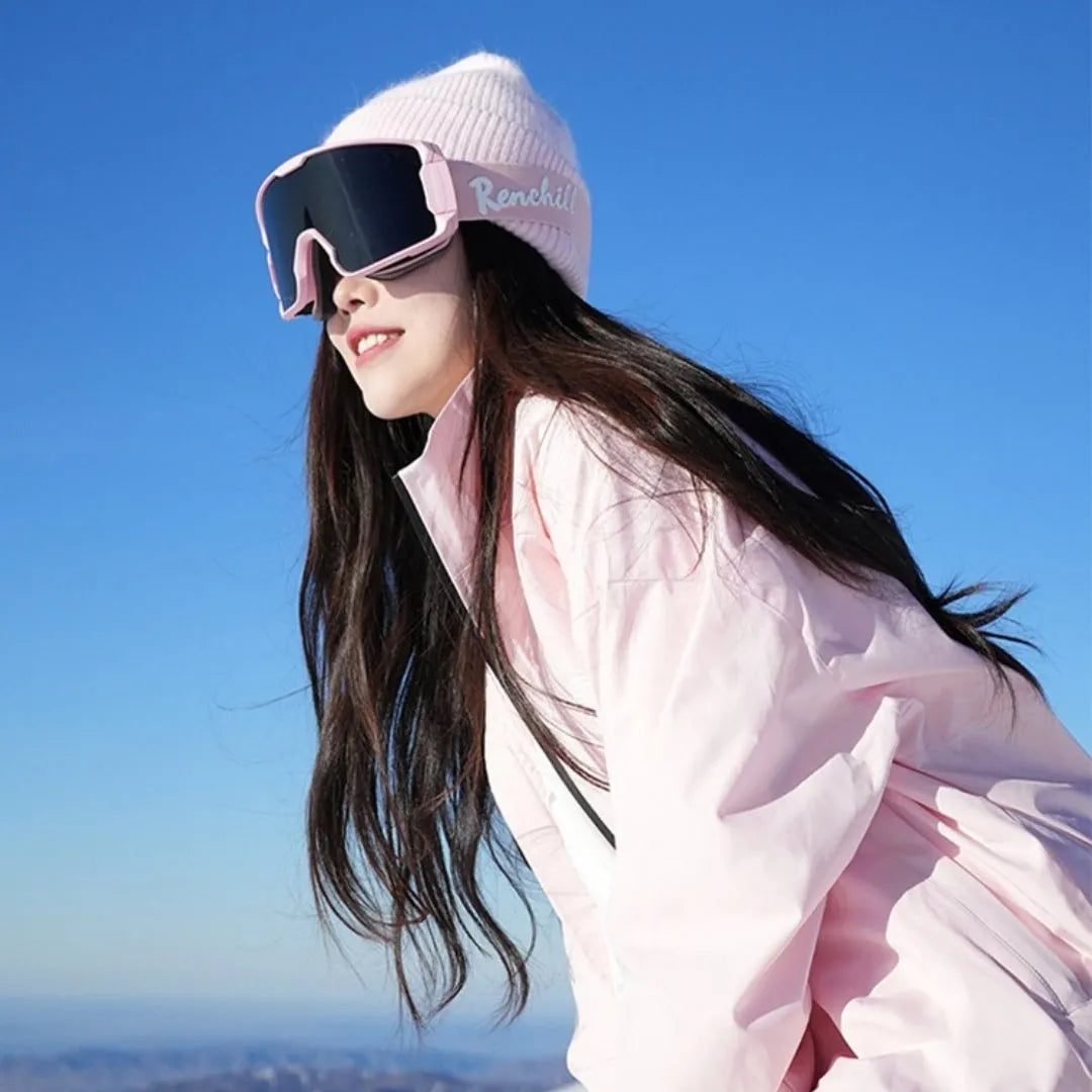 Outdoor waterproof winter ski suit set with coat and trousers in cotton blend fabric