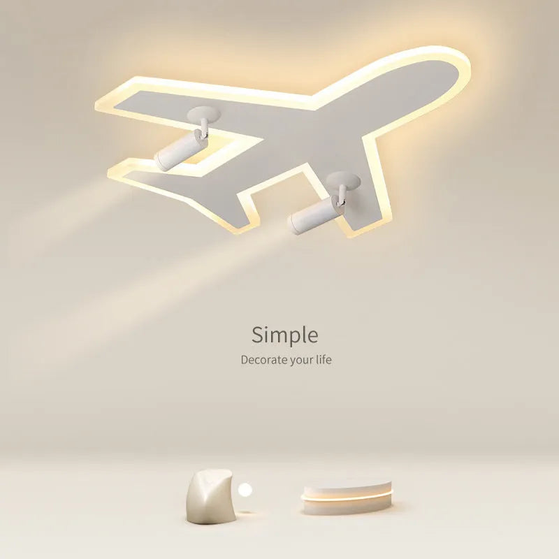White acrylic LED ceiling light for children's room, 220V, available in 55x51cm and 80x74cm sizes