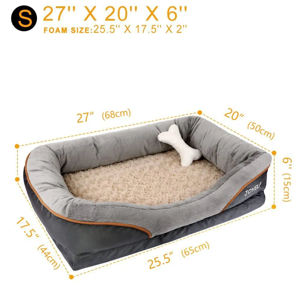 Grey two-colour four-side sofa dog bed with soft cloth fabric in L and XL sizes
