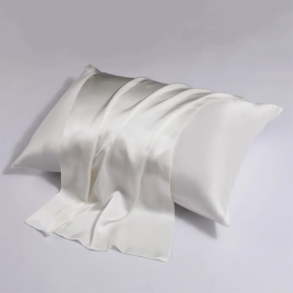 Mulberry silk zipper pillowcase in Navy Blue, 51 x 76 cm, plain weave