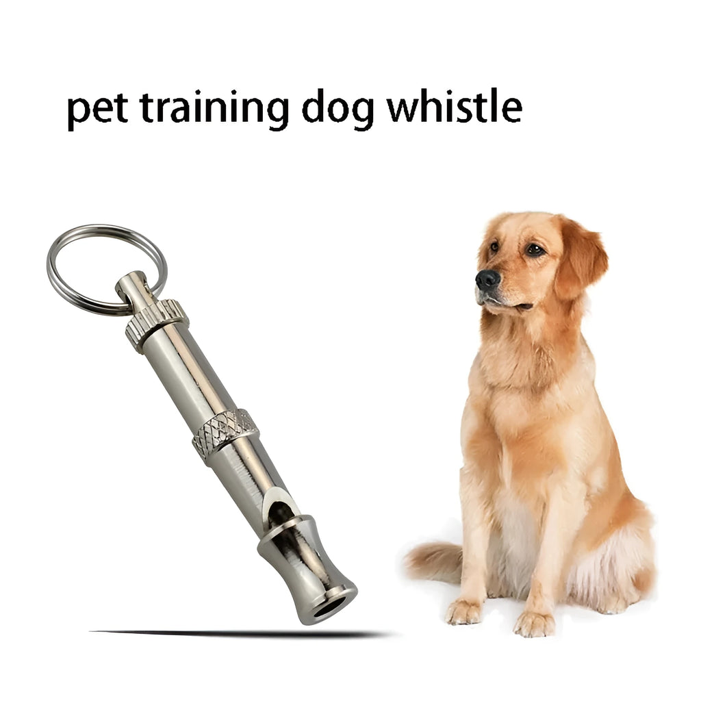 Metallic ultrasonic adjustable dog whistle for training and barking control