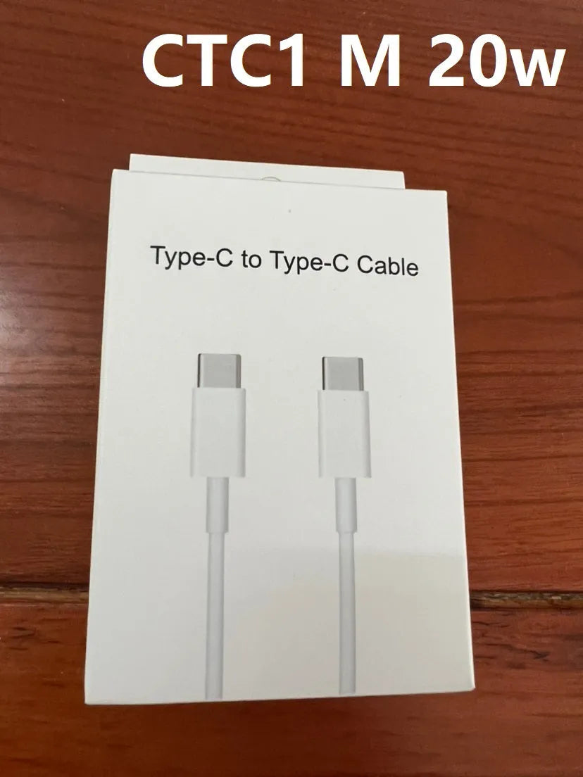 White 20W PD fast charger with UK plug and a USB Type-C charging cable.