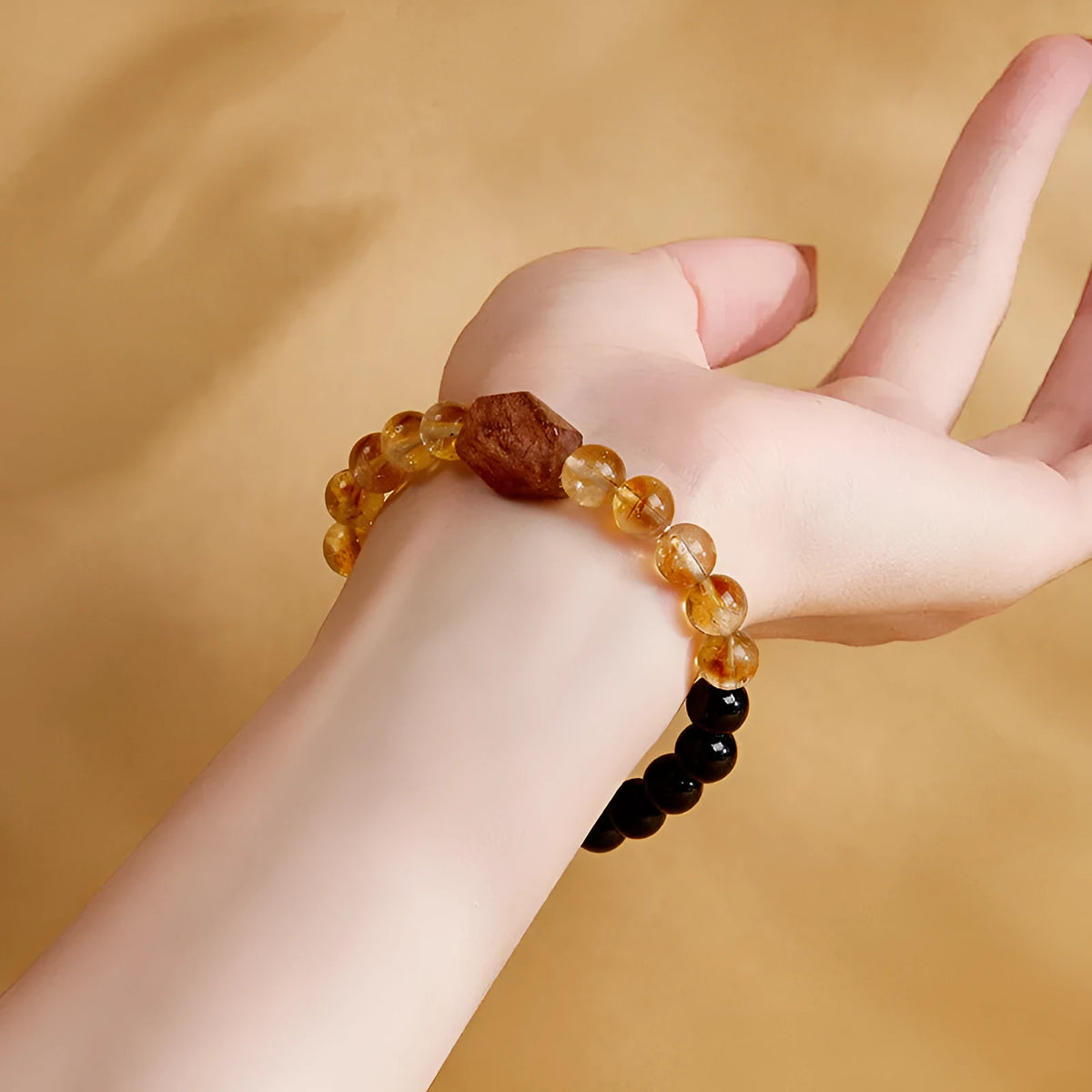 Natural obsidian women's bracelet in Ink Cloud Jinhua design with Ink Rhyme colour option