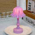 Decorative cute table lamp with built-in battery, cartoon geometric stereo shape, Blue Bell Flower size, and pleated or bell flower colour options