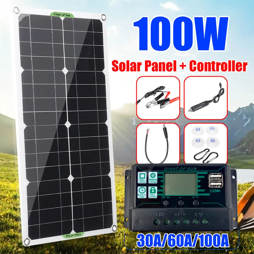30W semi-flexible solar charging panel with USB port for outdoor device charging