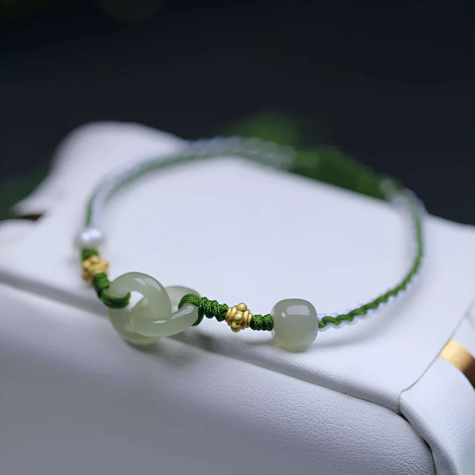 Natural Hetian Jade Woven Simple Pendant Bracelet unisex design 925 silver copper gold plated hollow out