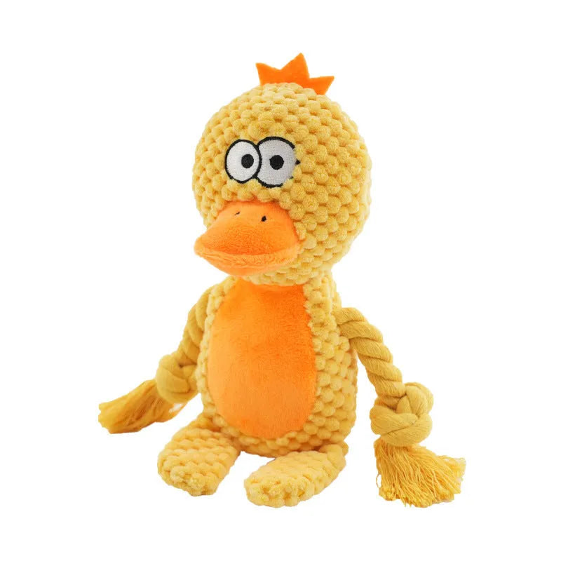 Plush and cotton rope interactive tug of war dog toy in hippo design