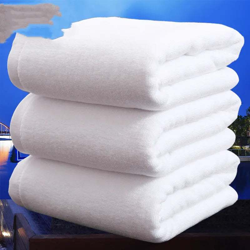 White cotton bath towel thickened absorbent 21 strand yarn plain weave 70x140cm