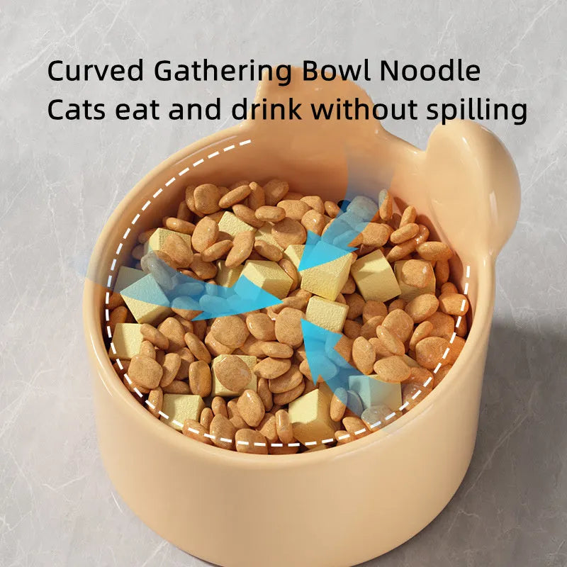 Blush critter ceramic pet bowl with neck protection design for dog and cat feeding