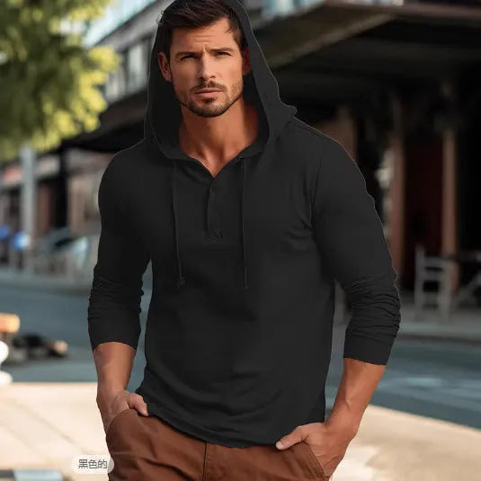 Men's cotton pullover hoodie in six colour options with European and American sizing