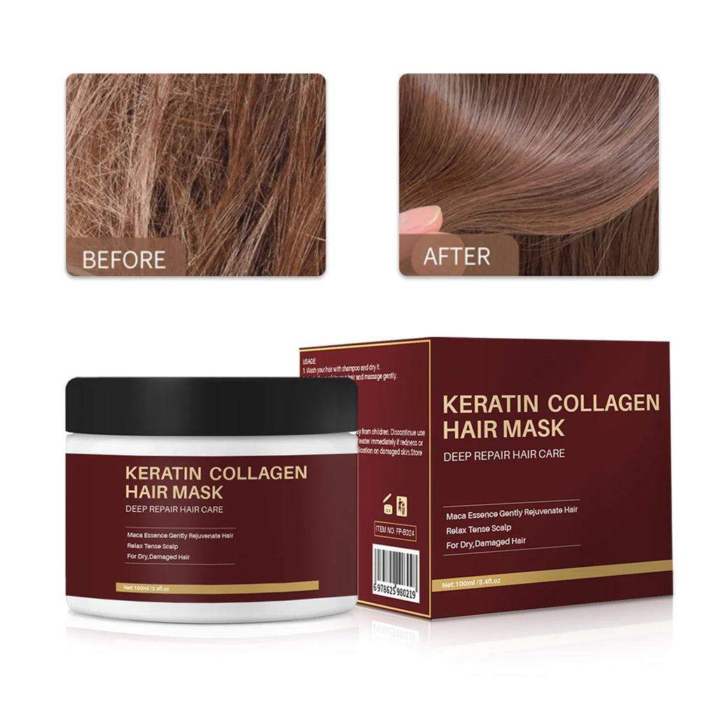 100ml tube of collagen hair mask for moisturising and repairing tough hair
