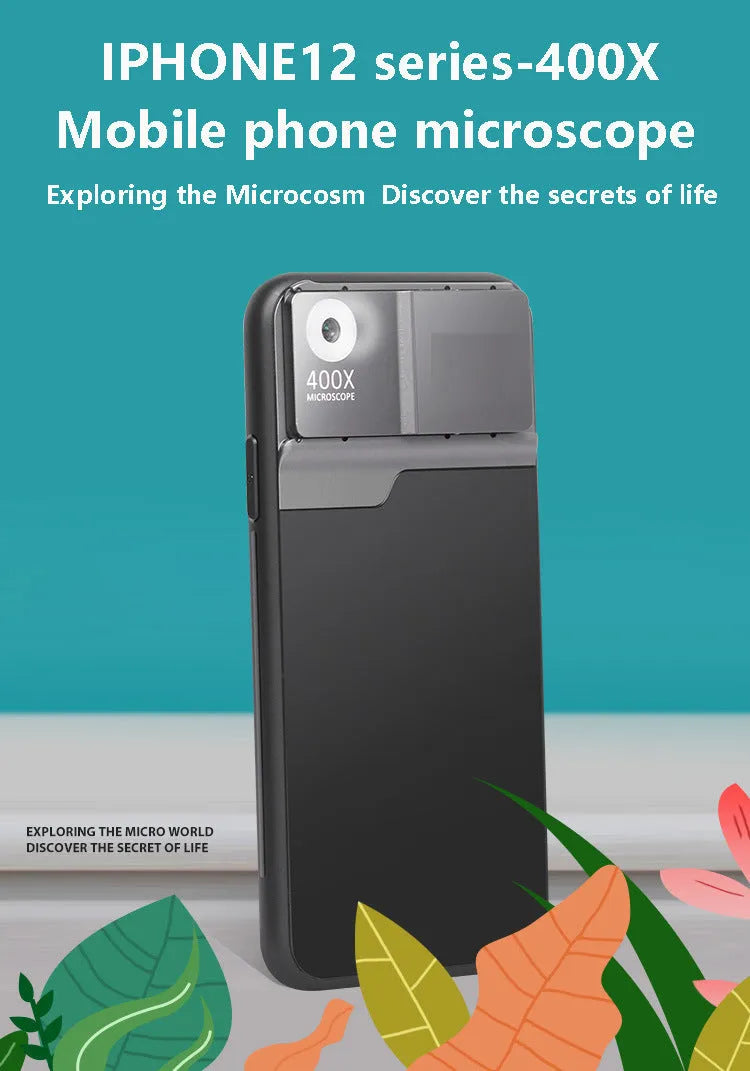 Black silver mobile phone microscope lens with aluminium alloy and TPU shell for iPhone compatibility