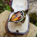 Retro creative bud design women's ring in zinc alloy drop shape luxury bud colour