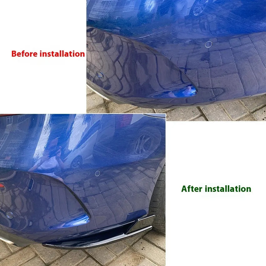 Set of two PP rear cornerite protectors in carbon fibre pattern and piano black finish for car bumper corners