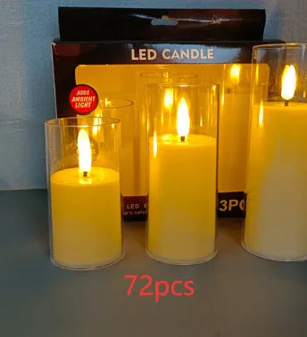 LED simulation candle lamp in cup shape, ivory white, 5.5cm height, 3-pack