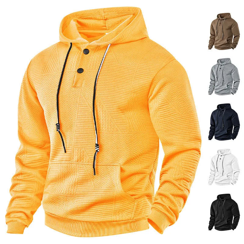 Men's hooded pullover sweater long sleeve loose fit polyester in six colours sizes S to XXXL