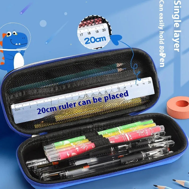 3D leather pencil case with embossed character design showing detailed astronaut or fantasy creature artwork