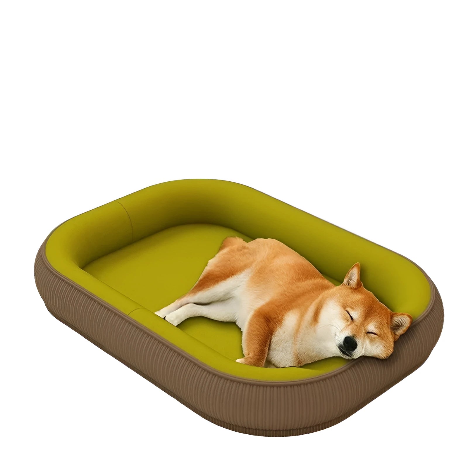 Corduroy fleece dog kennel bed for large and medium dogs, available in gray and green