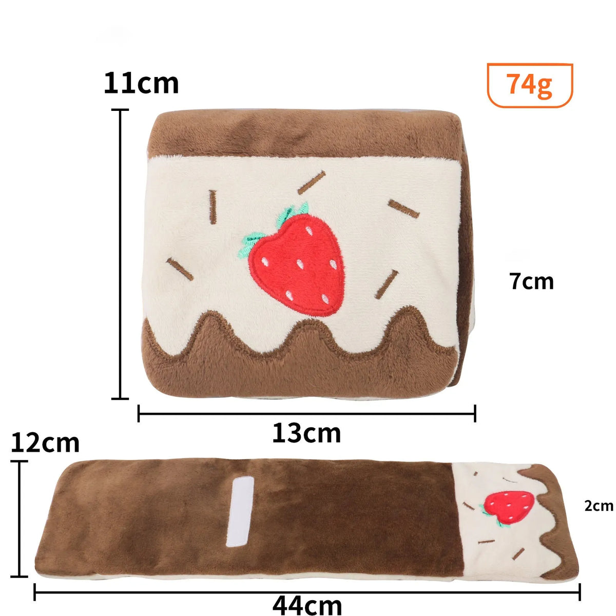 Plush dog snuffle mat with hide-food pockets, sound feature, and slow feeder design in brown, pink, or white.