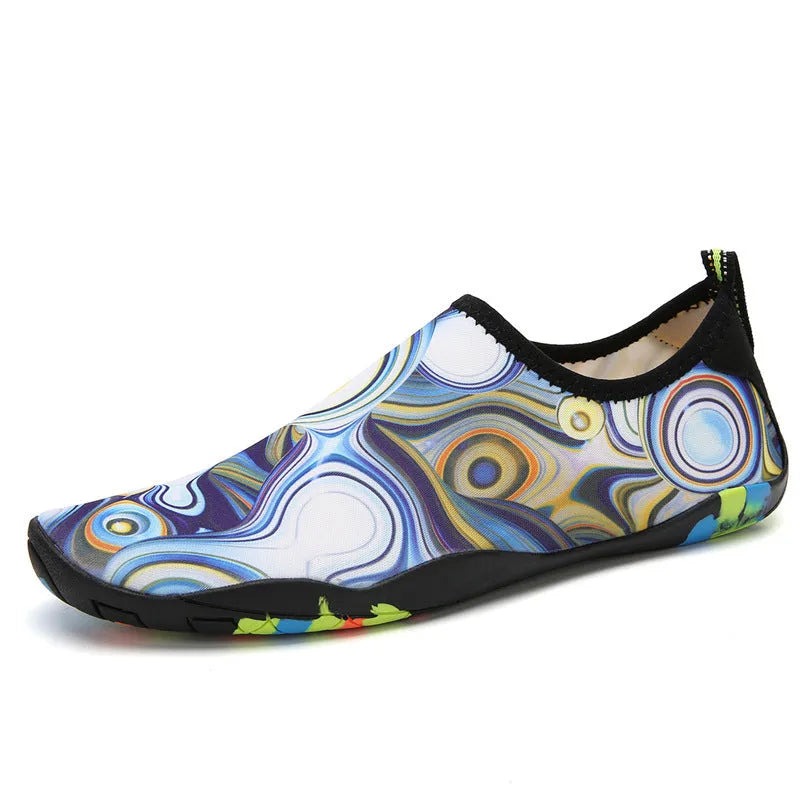 Lycra beach wading shoes in multiple colours with EVA midsoles for swimming.