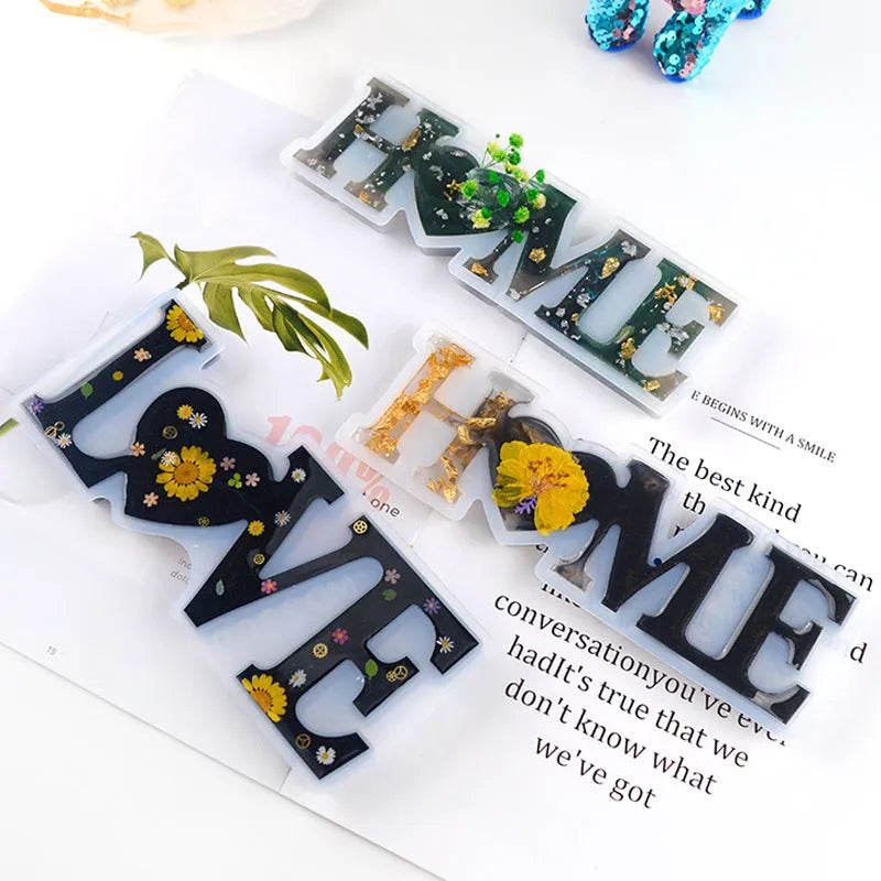Silicone epoxy resin mould for crafting abrasive finish English word letters