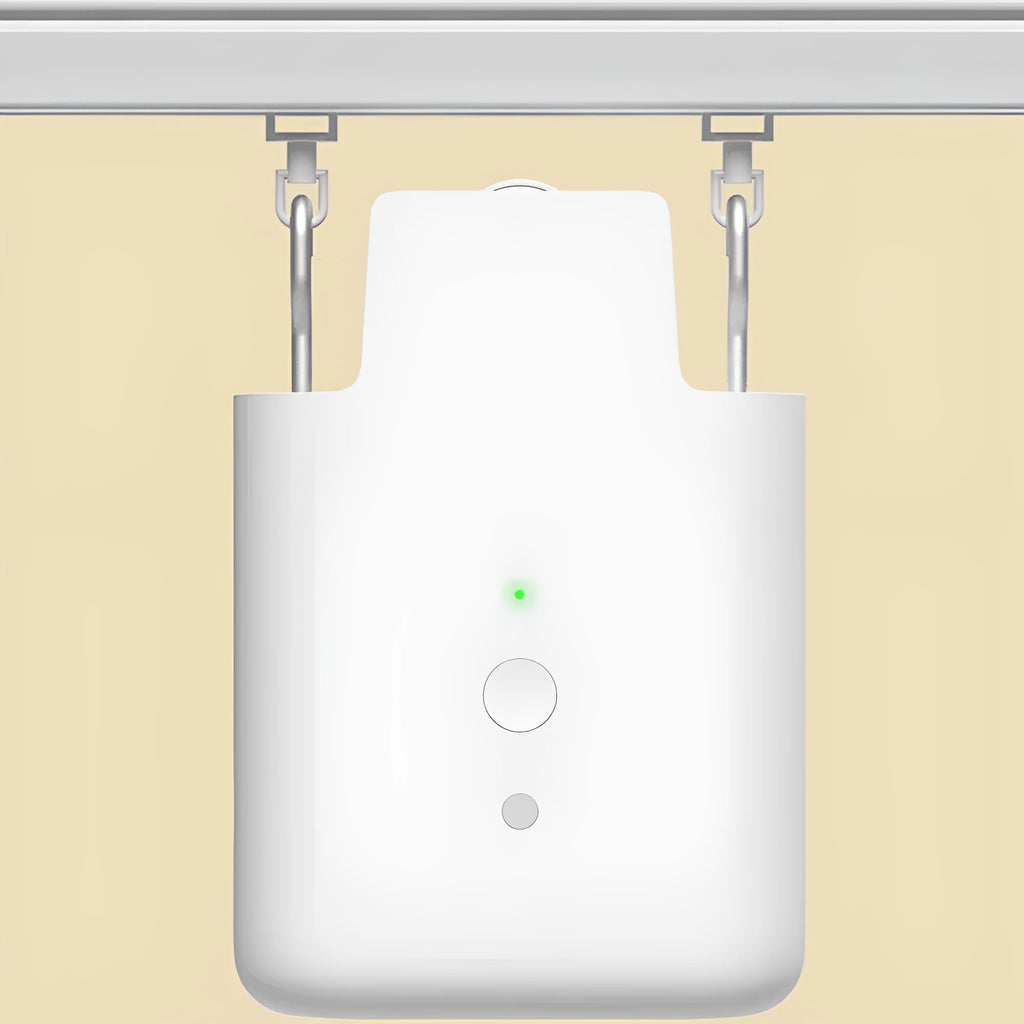 White electric curtains with automatic opening and closing function, USB power connection