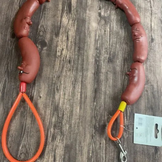 Brown sausage rope cat toy measuring 108cm with grip tape handle