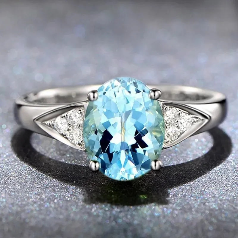 Red and blue zircon ring with natural zircon inlay in court style for women