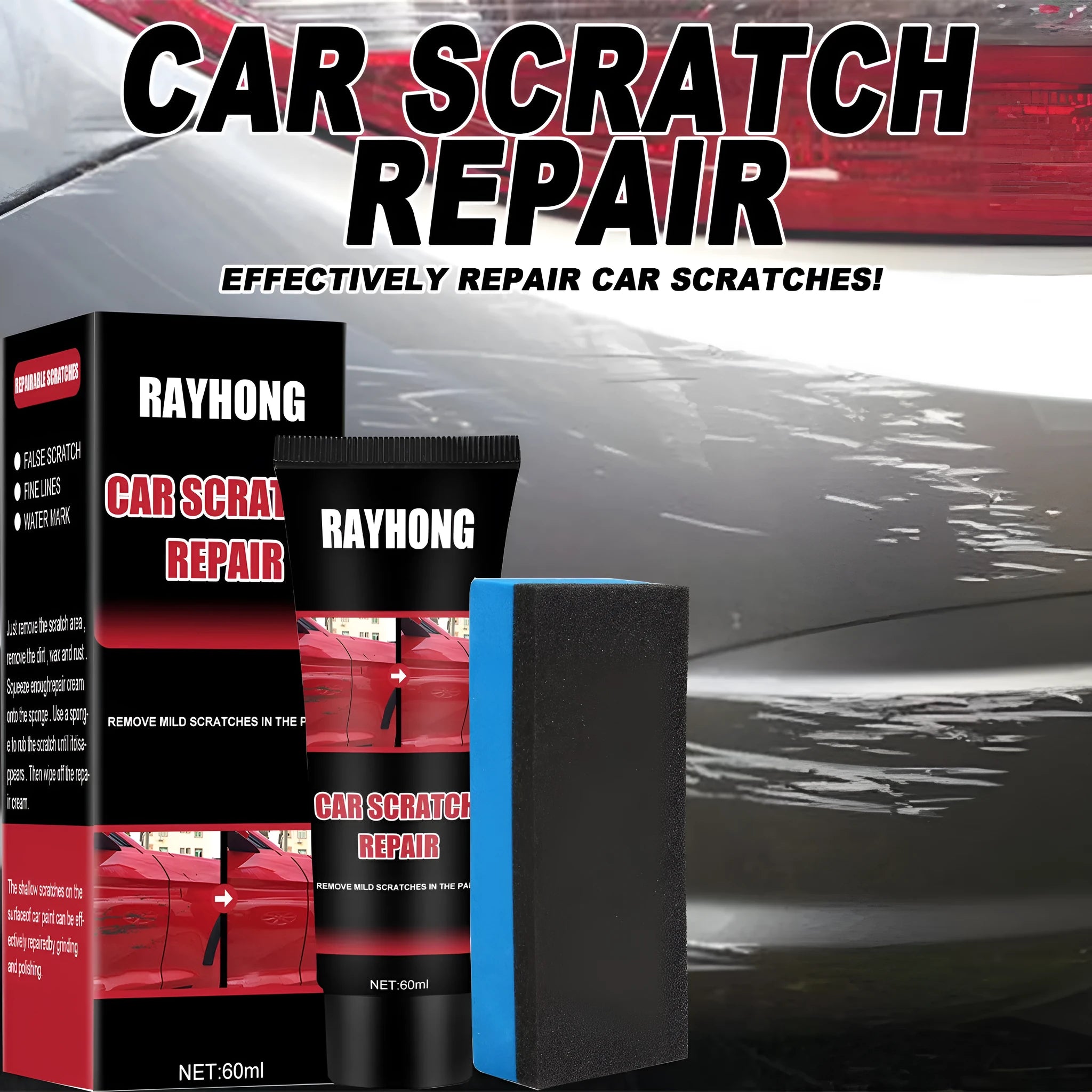 60ml car scratch repair wax set with applicator for paint surface scratches