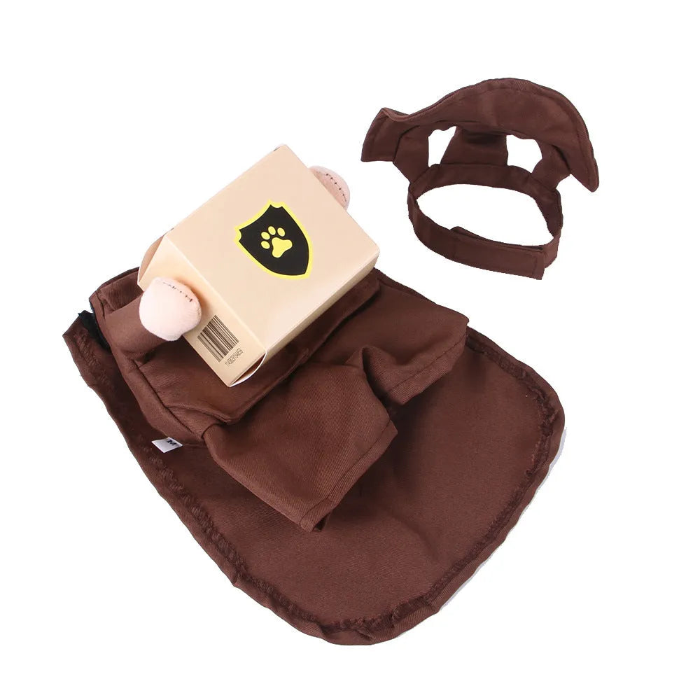 Coffee-coloured polyester dog clothing for small to large breed pets in casual funny style