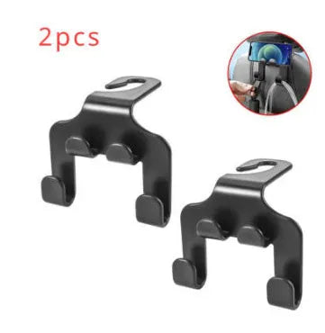 Car mounted multifunction hook made from white ABS material shown installed in vehicle