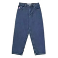 Men's straight-leg denim trousers with retro printed patterns in dark blue, available in multiple sizes