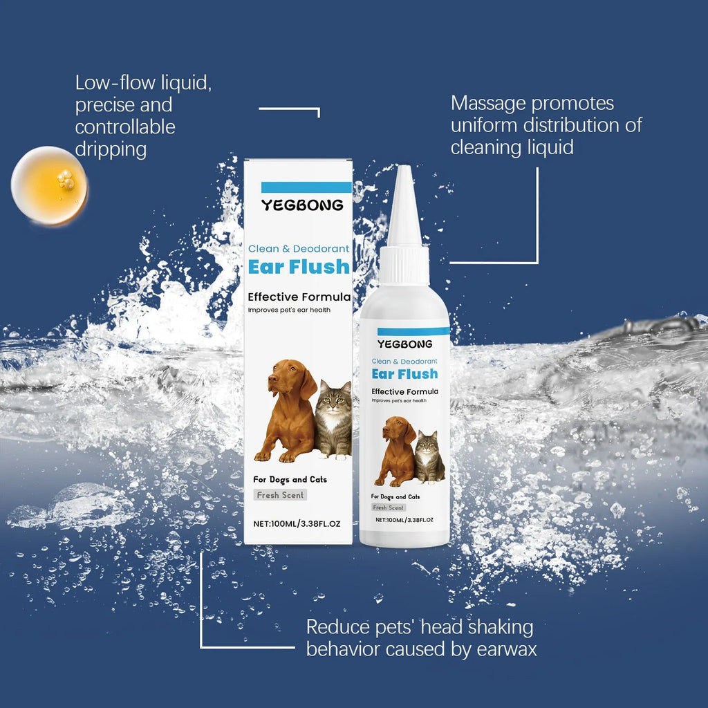 100ml bottle of gentle ear cleaner solution for dogs and cats to help remove wax and debris
