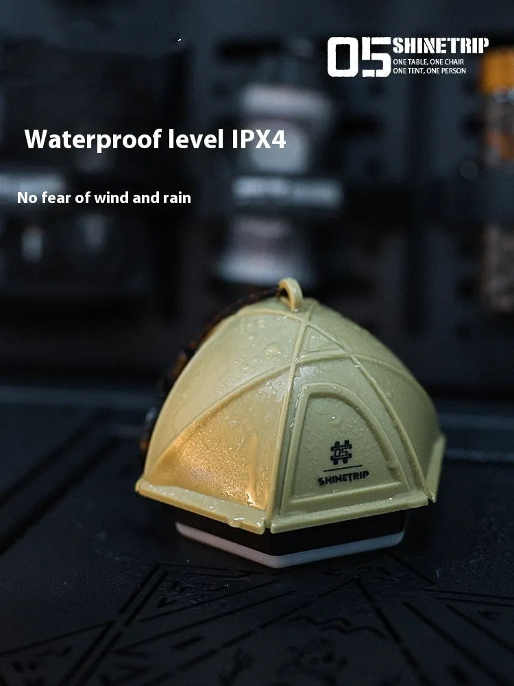 Analog brightness adjustment camping light with IPX4 waterproof rating in dark green colour