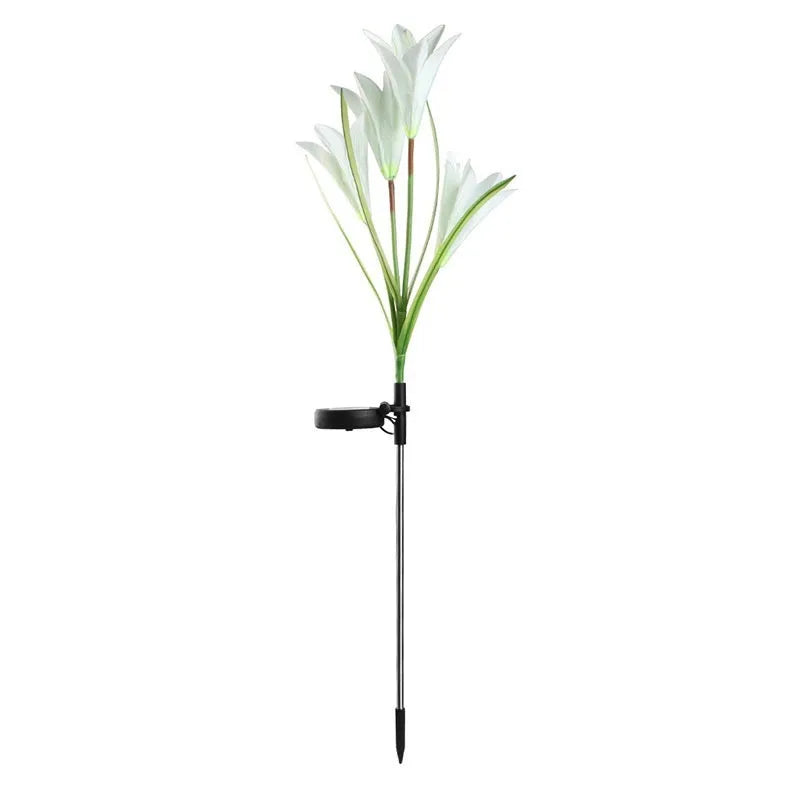 Solar powered colour LED flower lawn lamp for garden ground lighting