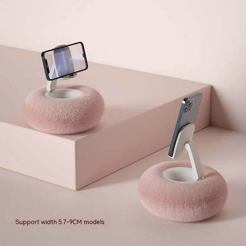ABS plastic rotating phone and tablet bracket with adjustable clamp and 230mm vertical extension on fabric-covered foam base