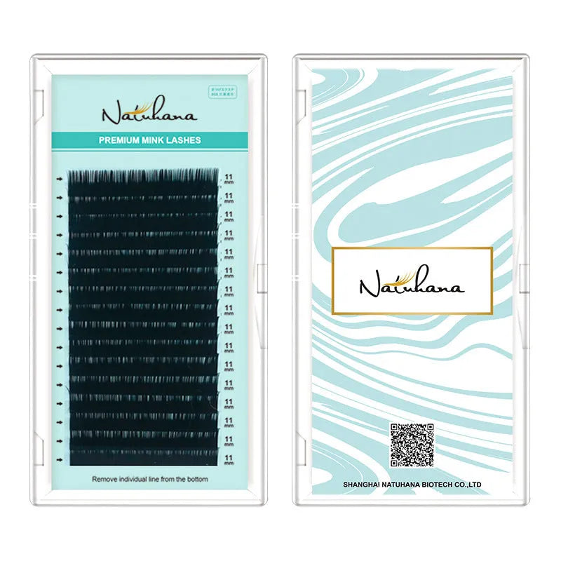 A pair of soft velvet false eyelashes made from artificial fibre, shown in various lengths from 7mm to 15mm.