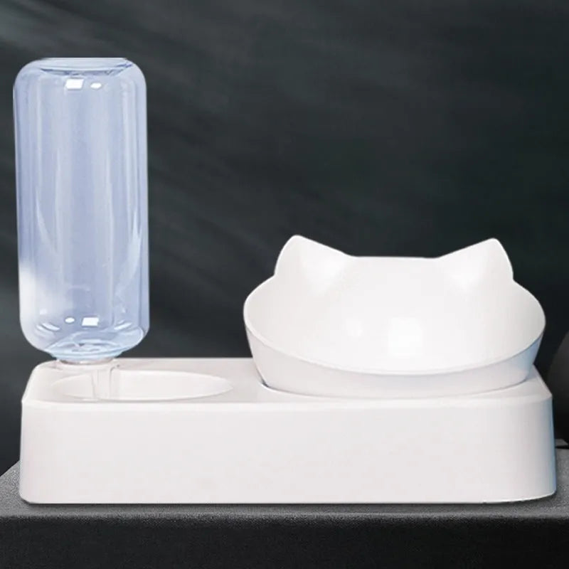 White anti-overturning plastic dog and cat food bowl with stable non-slip base