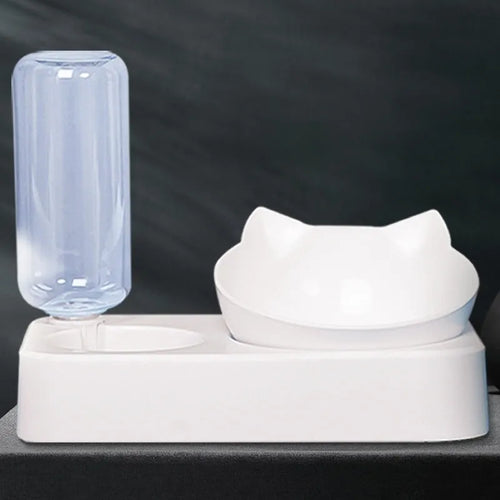 White anti-overturning plastic dog and cat food bowl with stable non-slip base