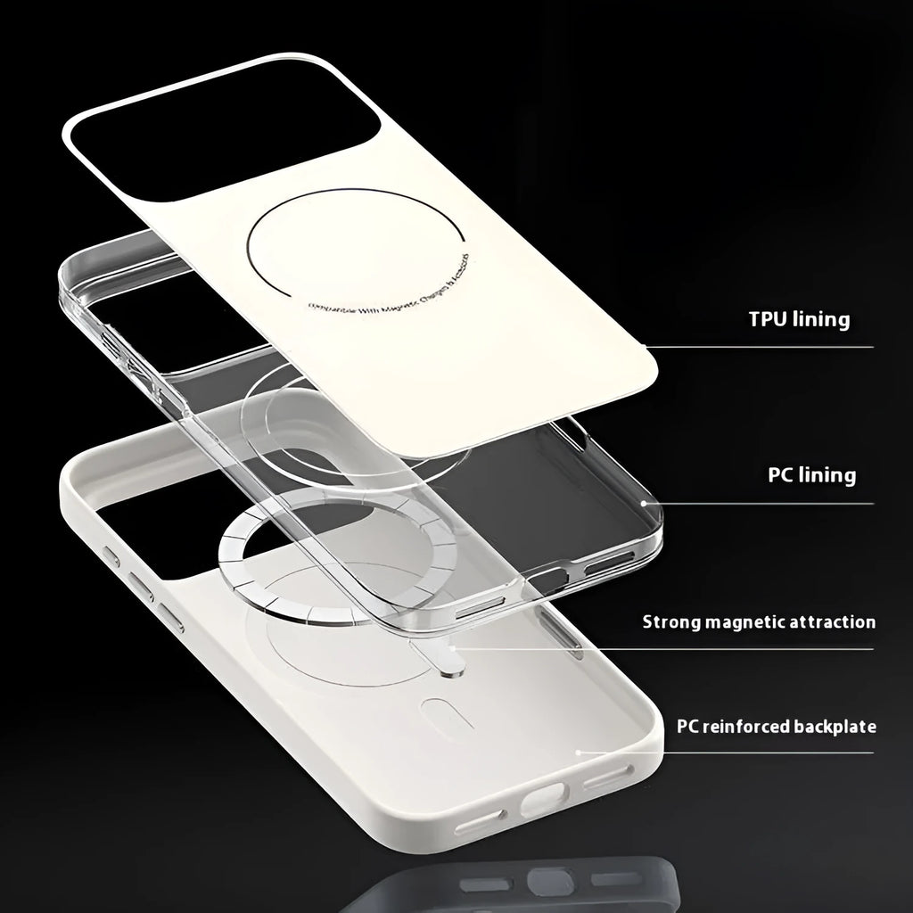 Frosted matte magnetic MagSafe phone case for iPhone 17 series in black colour.