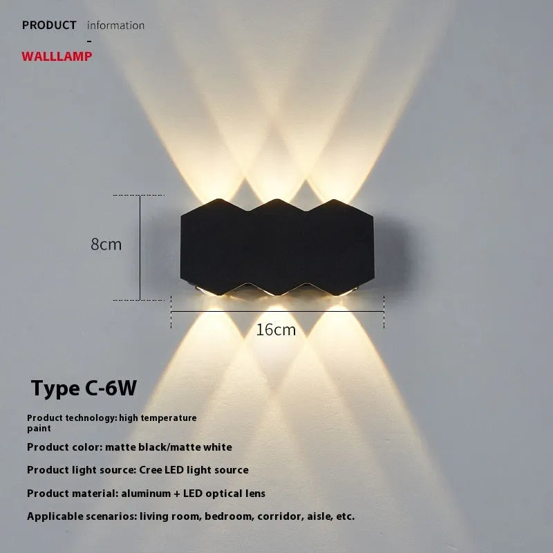 Modern minimalist LED wave shape wall lamp for corridor, aisle, hallway, or stairwell, 85-265V, one lamp