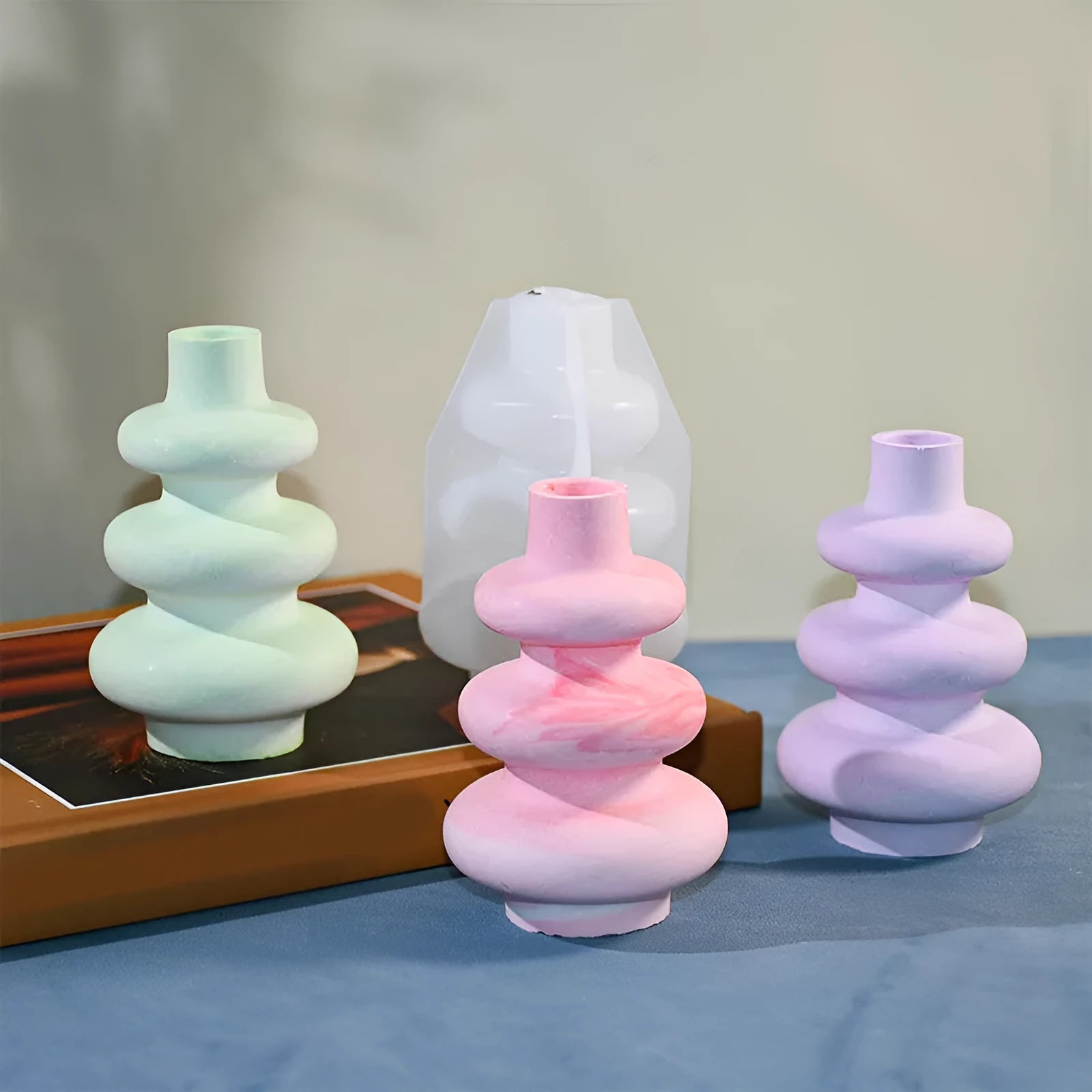 Three layer circle vase ornament silicone mould for baking and resin crafts
