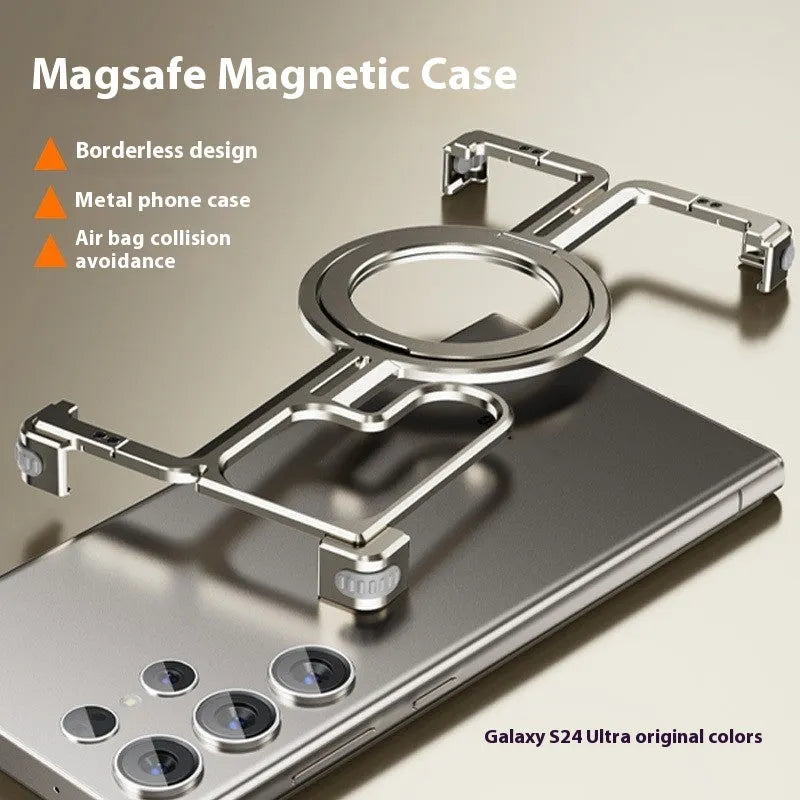 Metal drop-resistant frameless magnetic bracket for Samsung S24 series in black