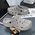 Men's EVA slippers with thick sole and toe holder strap in black, grey, and sand colour options