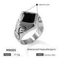 Square personality twisted ring in stainless steel with polished finish, leaf style and retro design, sizes 18-22.